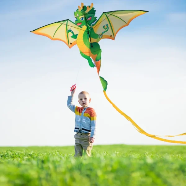 Green Chinese Dragon Kite for Kids
